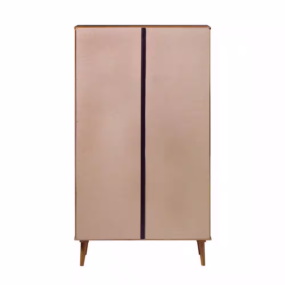 Welwick Designs 5-Drawer Caramel Wood Mid-Century Modern Dresser with Curved Detailing