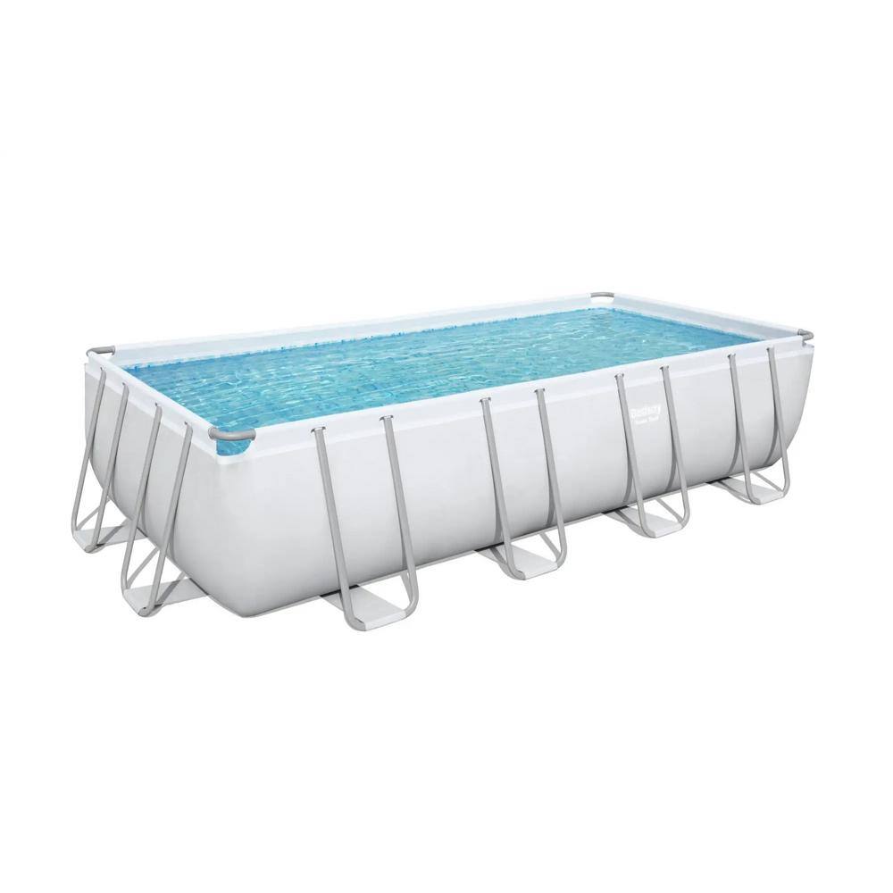 Bestway 18' x 9' Rectangular 48 in. Deep Metal Frame Above Ground Swimming Pool Set