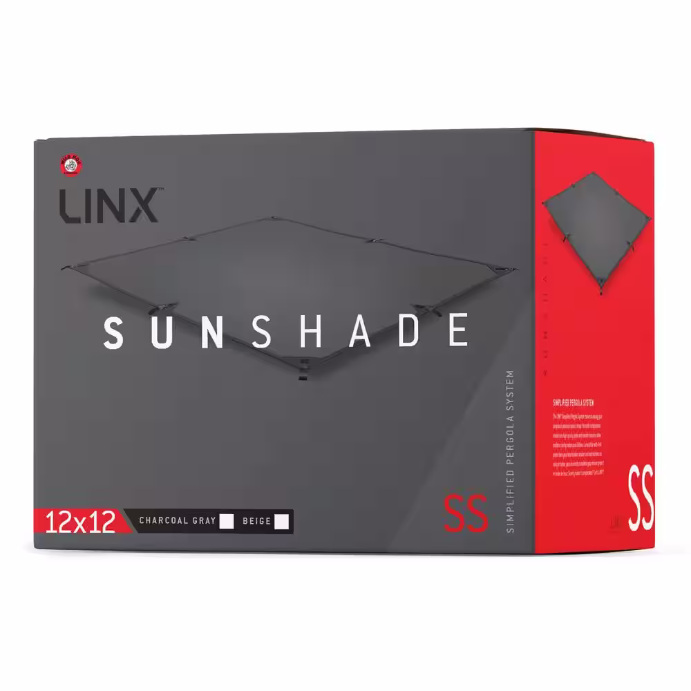 WILD HOG LINX 12 ft. x 12 ft. Charcoal Gray HDPE Pergola Sunshade Kit
