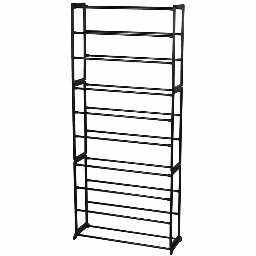 Sunbeam 56 in. H 30-Pair 10-Tier Black Metal Shoe Rack