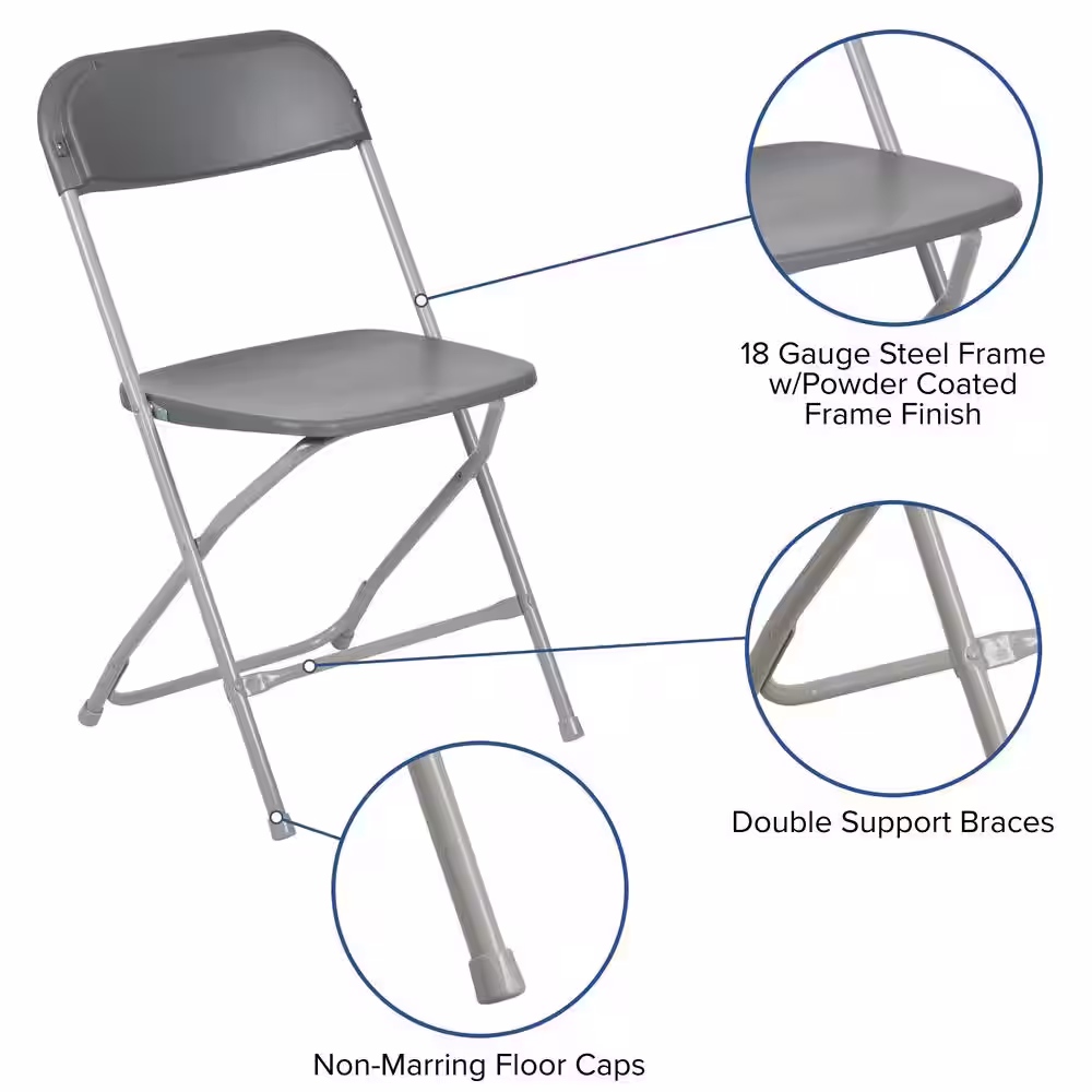 Carnegy Avenue Grey Metal Folding Chair (Set of 10)