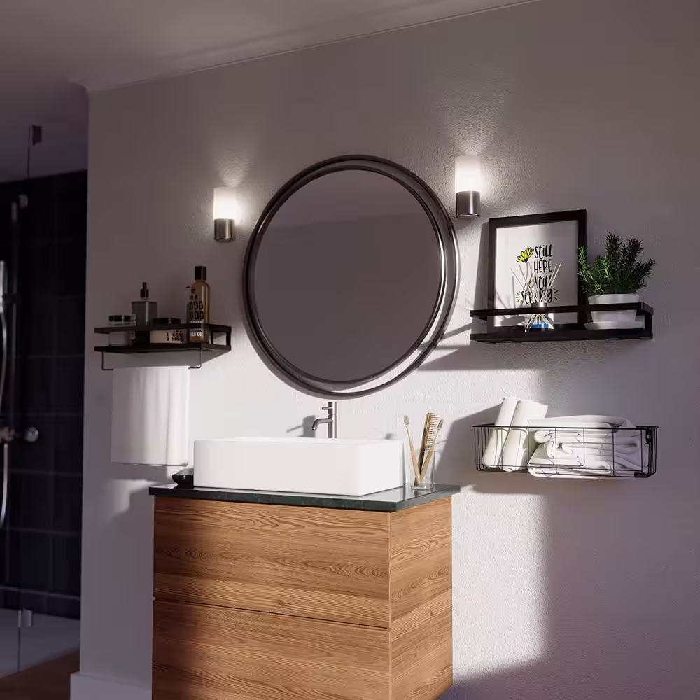 None 15.7 in. W x 5.7 in. D Black Wood Decorative Wall Shelf, Floating Shelves with Metal Basket Set