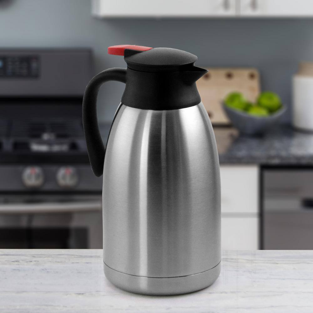 MegaChef 67.6 fl. oz. Stainless Steel Thermal Carafe with Black LID