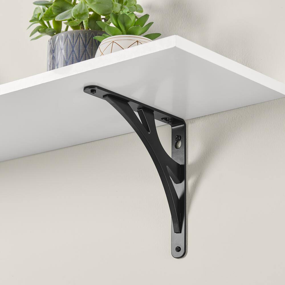 Everbilt 8 in. Black Contempo Steel Shelf Bracket
