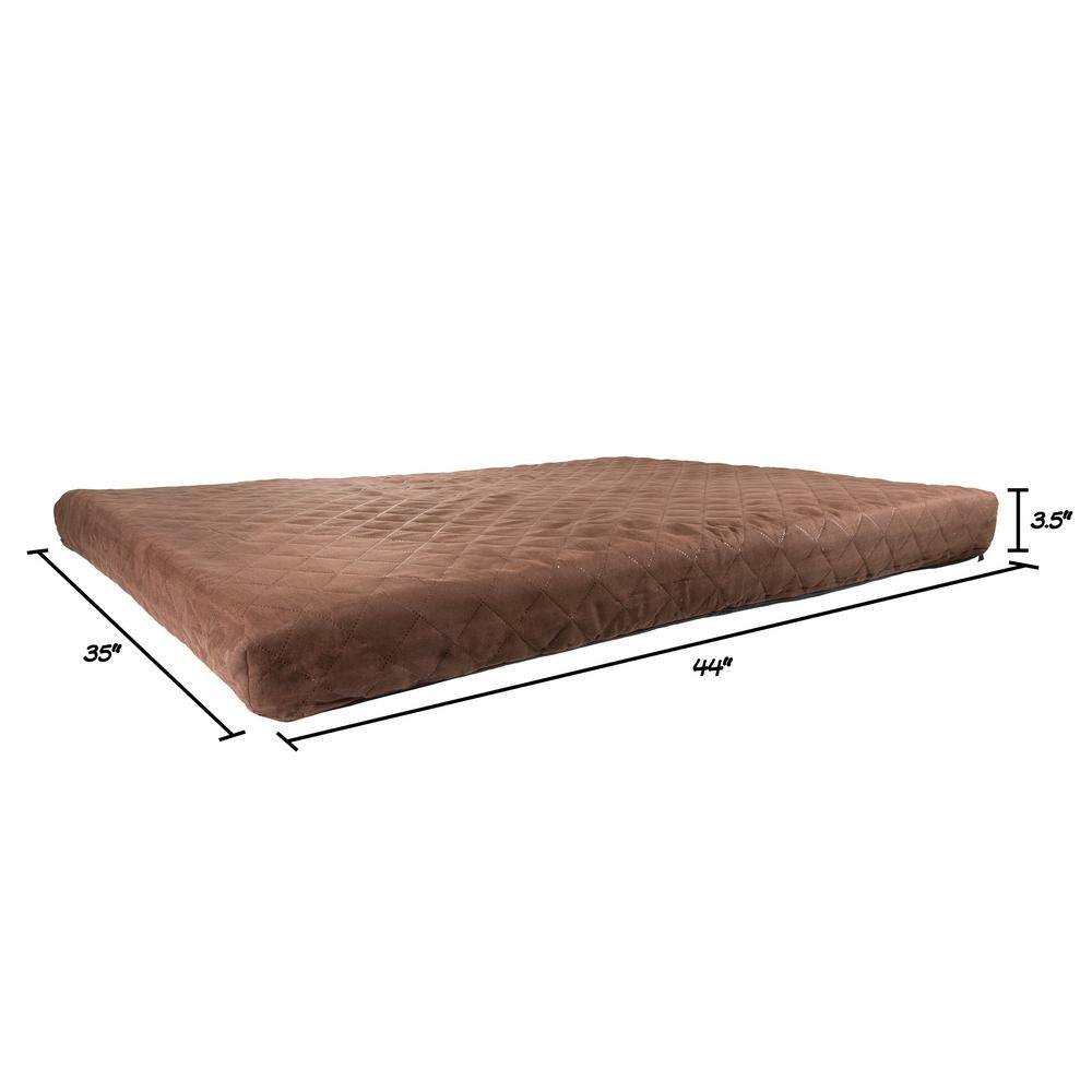 Pet Trex Large Brown Waterproof Memory Foam Indoor/Outdoor Pet Bed with Water Resistant Nonslip Bottom and Washable Cover
