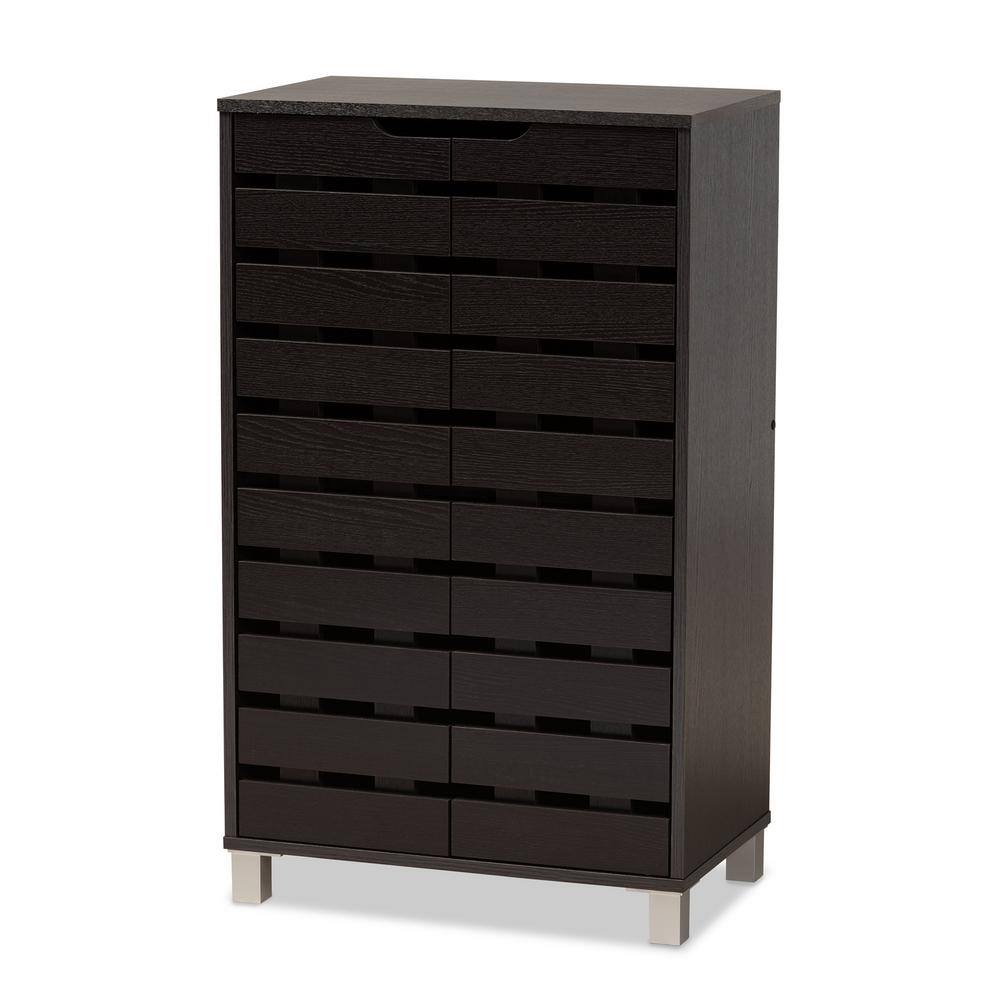 Baxton Studio 38.4 in. H x 23 in. W Brown MDF Shoe Storage Cabinet