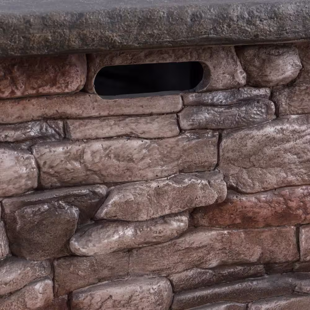 Noble House Dakota 32 in. x 24 in. Square MGO Propane Fire Pit in Natural Stone