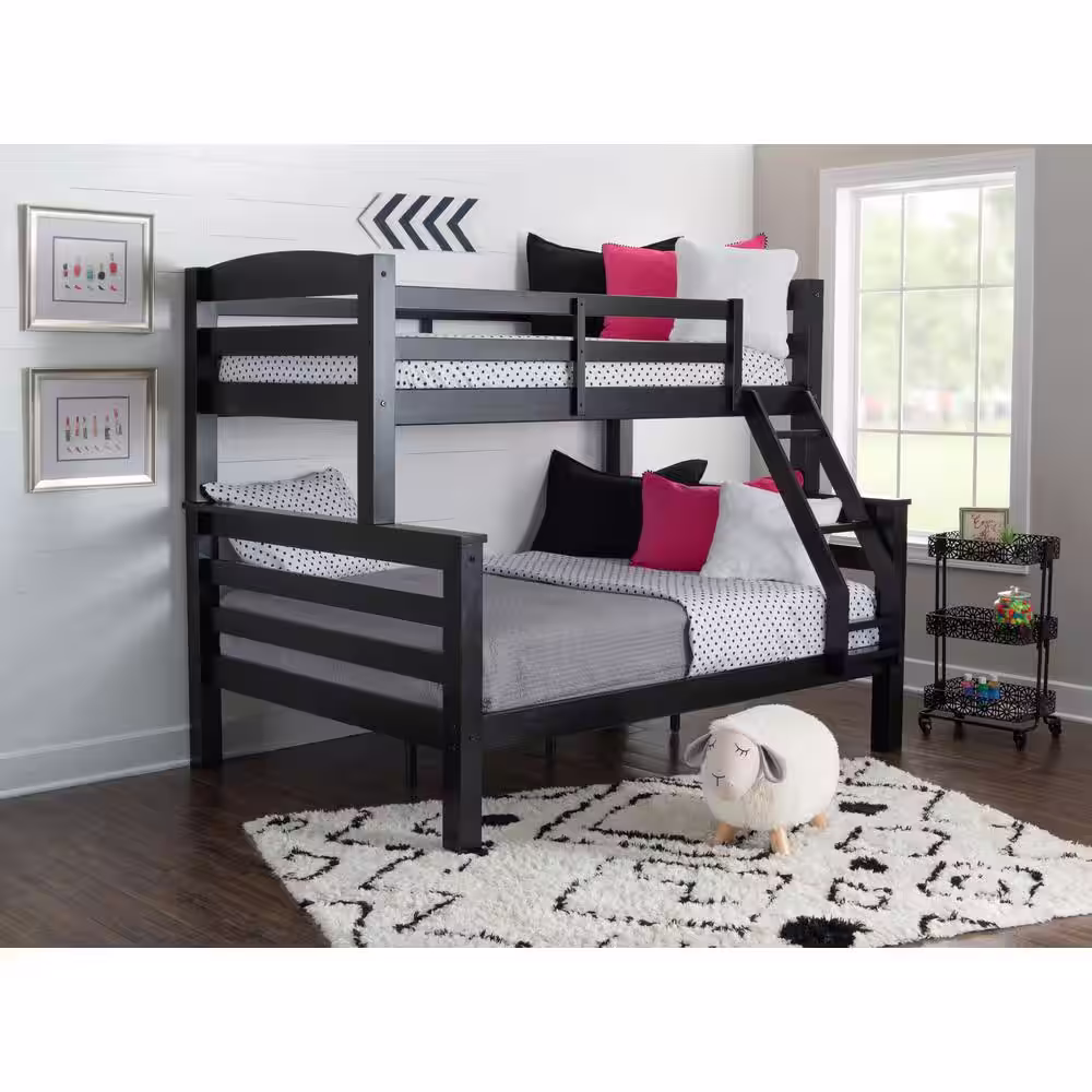 Powell Company Sanders Black Twin Over Full Bunk Bed with Heavy Duty Slats