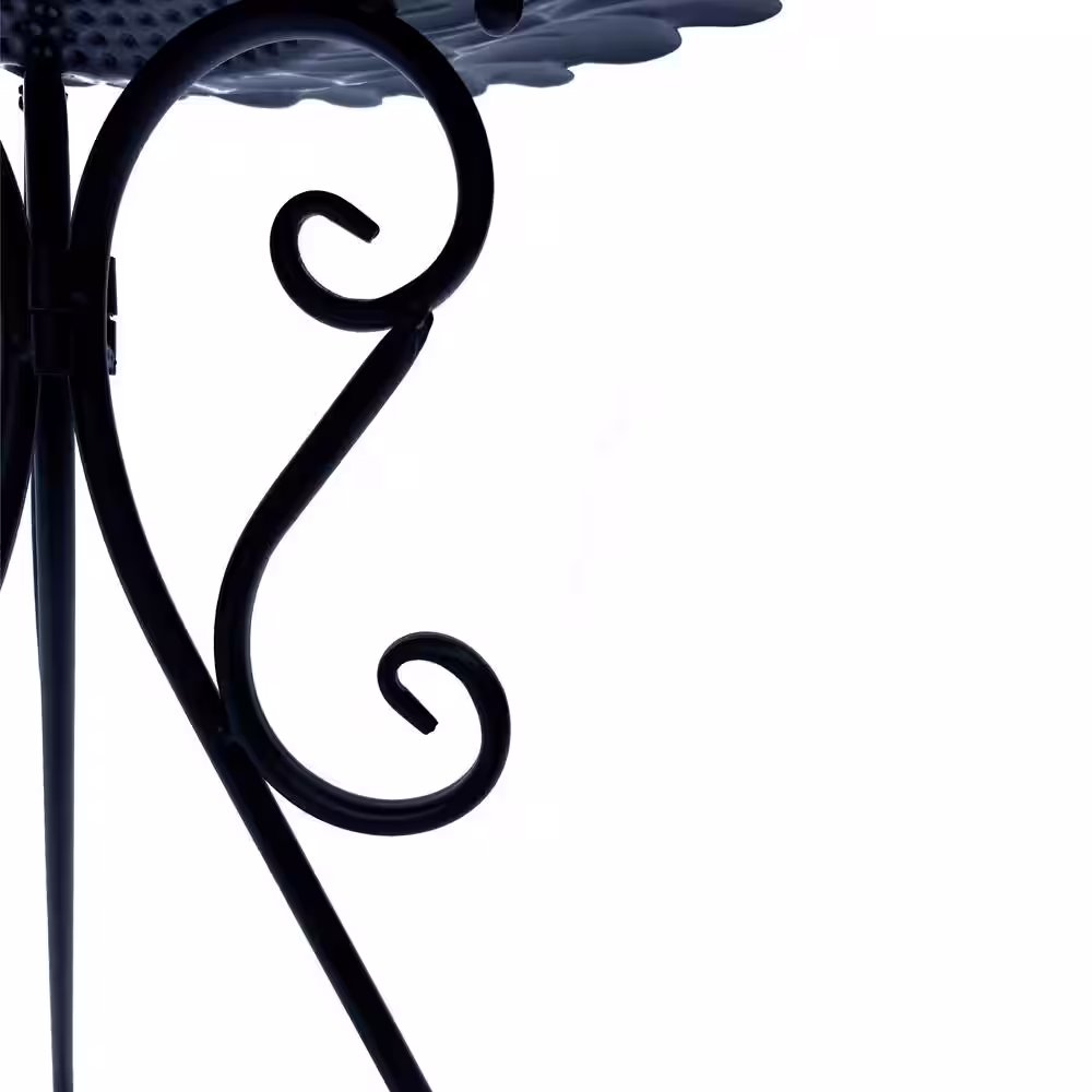 BACKYARD EXPRESSIONS PATIOÂ Â·Â HOMEÂ Â·Â GARDEN 24 in. White Metal Flower Birdbath