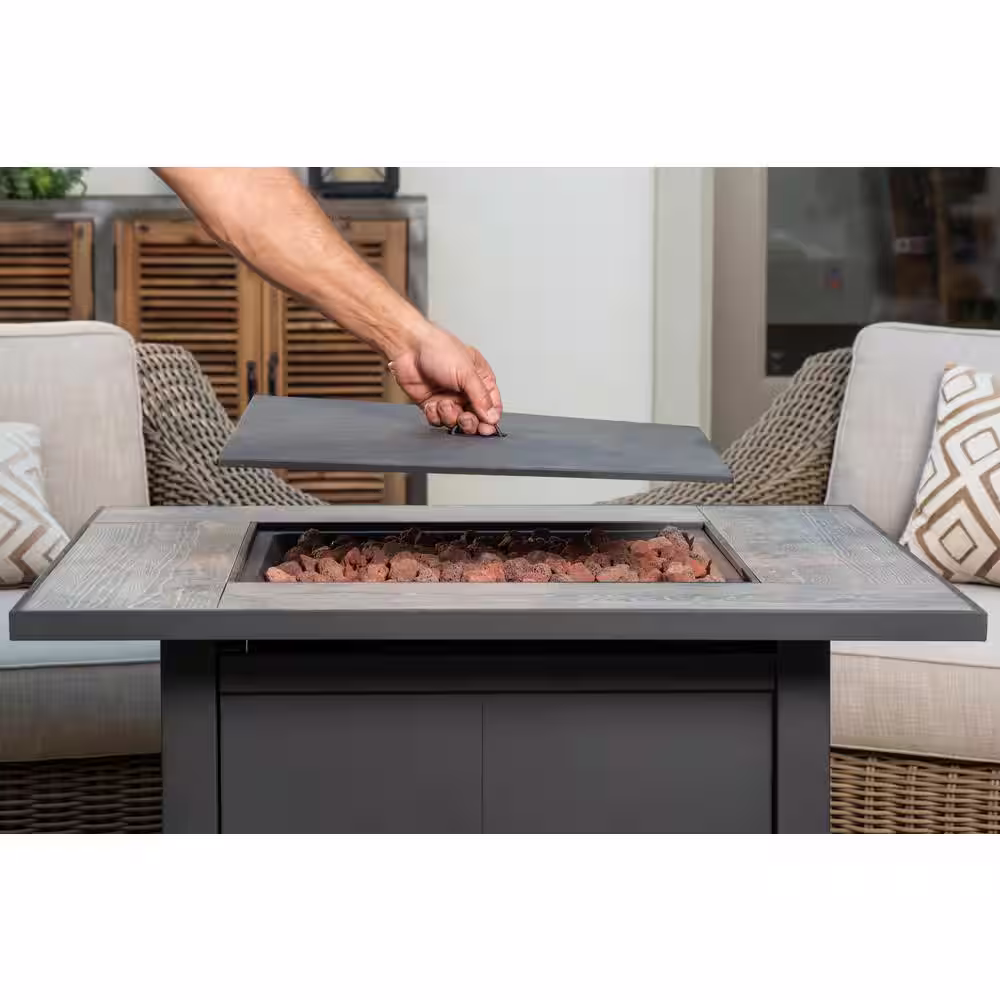 Bond Ashland Steel 35 in. Square Gas Fire Table in Gray and Black