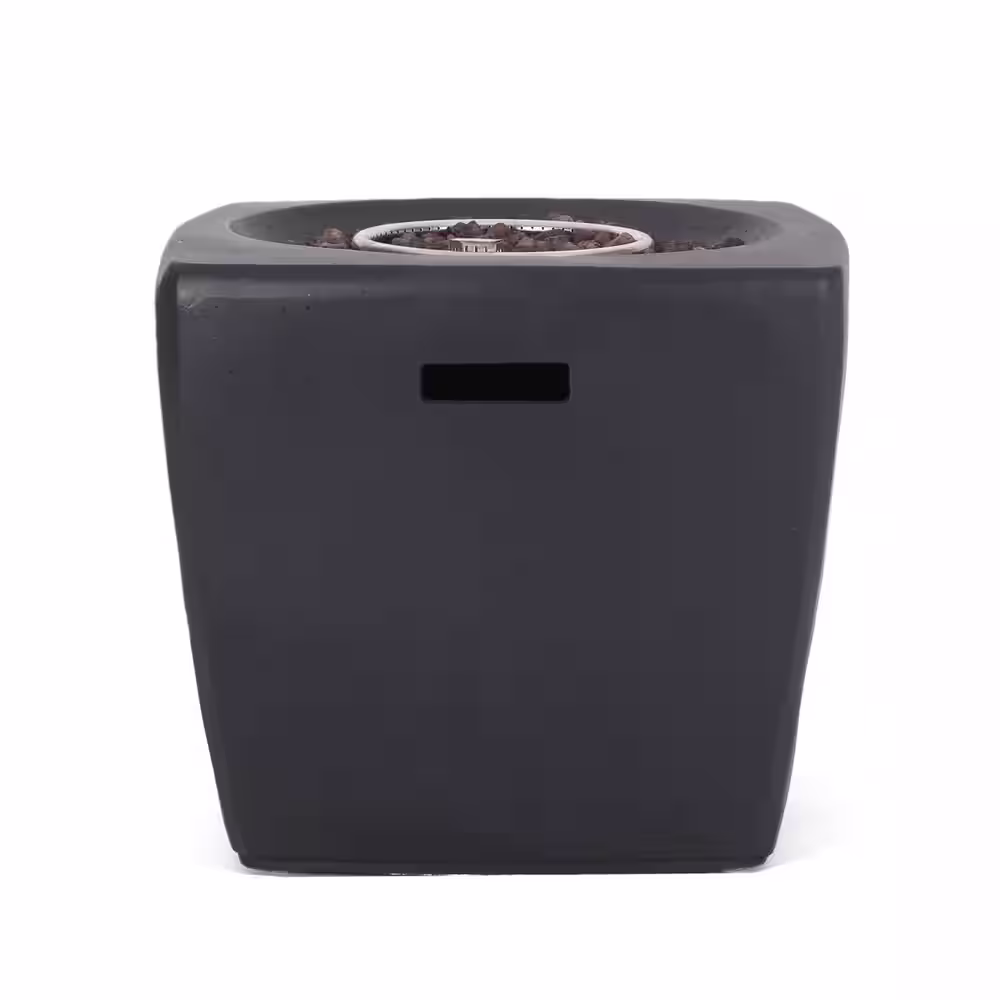 Noble House Elisson Dark Gray Square Stone Fire Pit Table