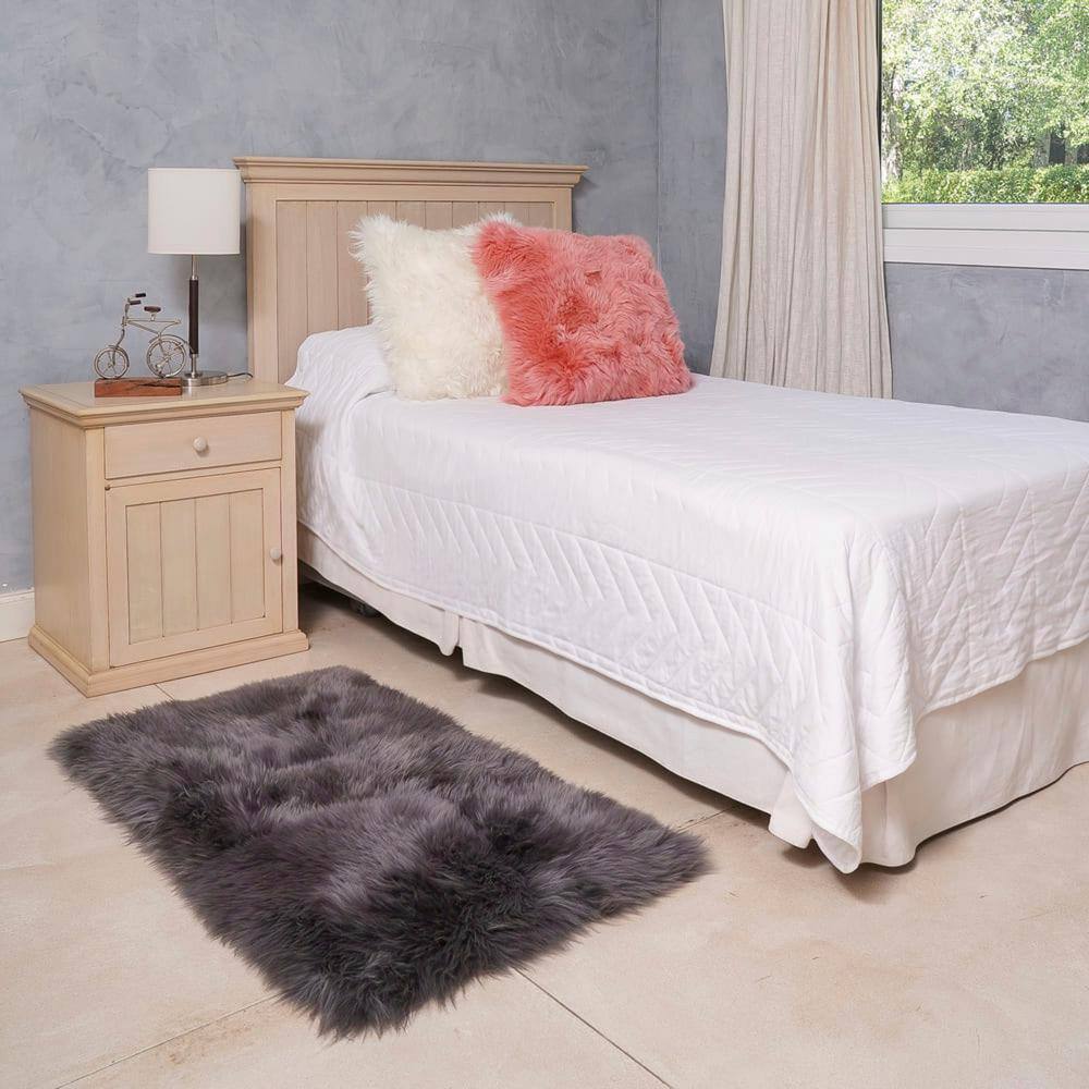 Home Decorators Collection Unshorn Sheepskin Grey 2 ft. x 3 ft. Area Rug