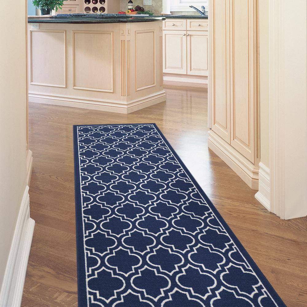 TrafficMaster Trellis Navy 2 ft. 2 in. x Your Choice Length Stair Runner