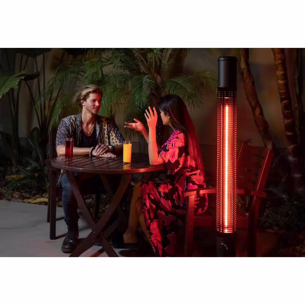 None 1500-Watt Outdoor Electric Infrared Tower Heater in Black