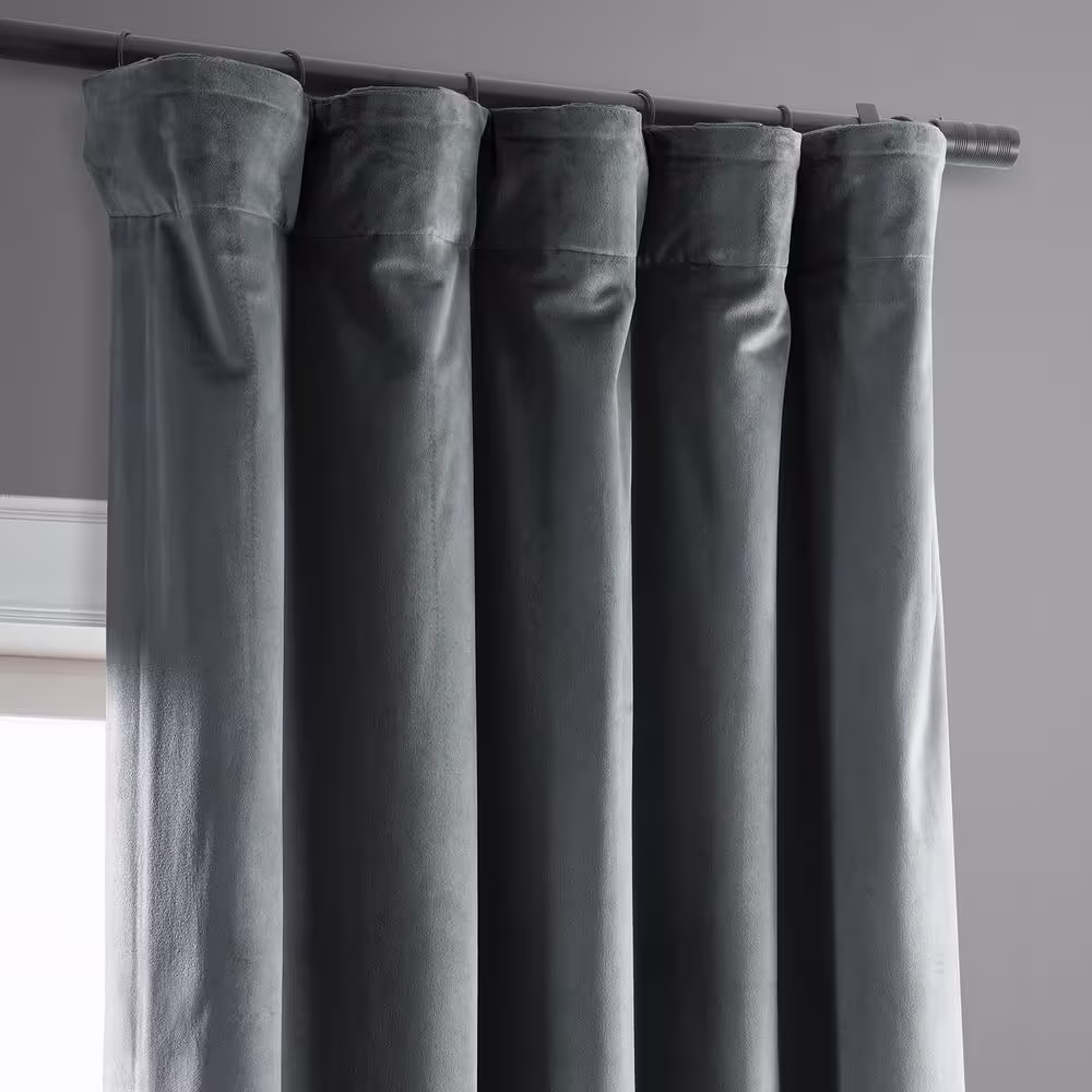 Exclusive Fabrics & Furnishings Natural Grey Rod Pocket Blackout Curtain - 50 in. W x 63 in. L (1 Panel)