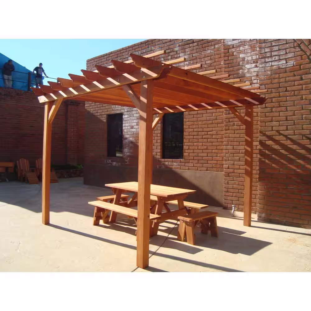 None 16 ft. x 16 ft. 1905 Super Deck Redwood Pergola