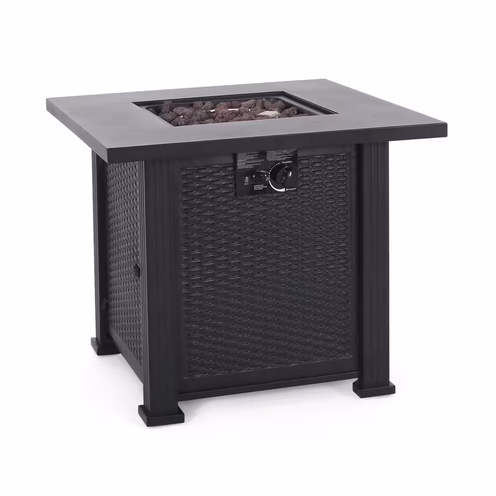 Noble House Larry Black Square Metal Fire Pit