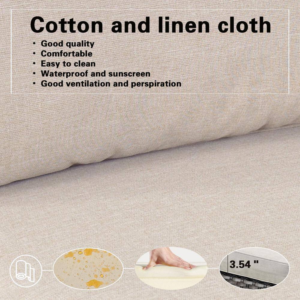 OVIOS Positano Gray 7-Piece Wicker Patio Conversation Set with with Beige Cushions