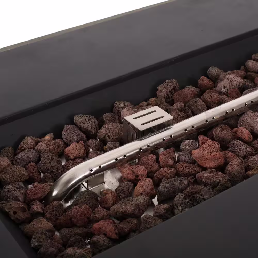 Noble House Barnsley Gray Rectangular Wood Fire Pit Table