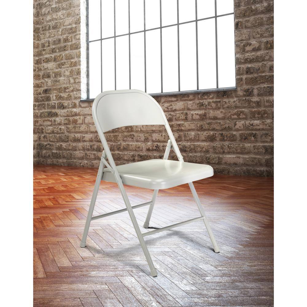 National Public Seating Grey Metal Stackable Folding Chair (Set of 4)