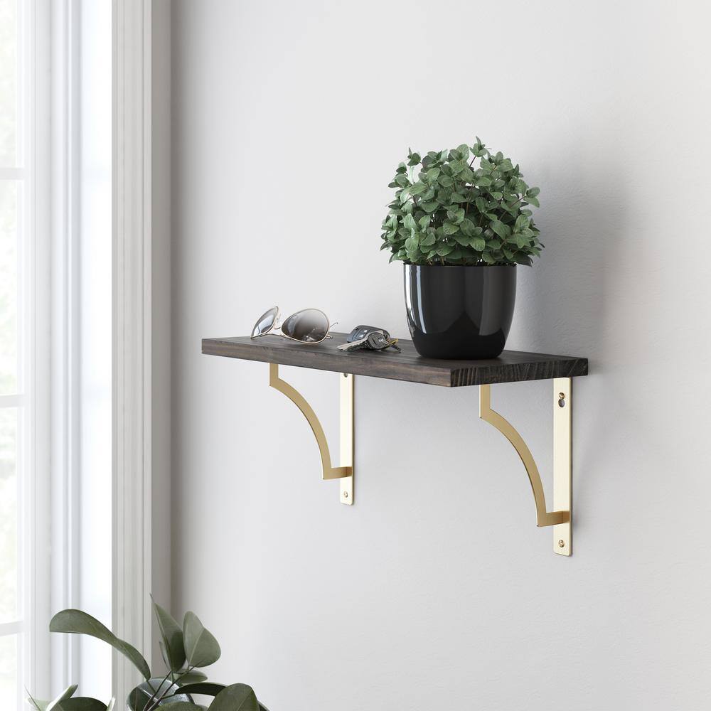 Liberty 6 in. x 8 in. Classic Casual Satin Gold Shelf Bracket 2-Pack