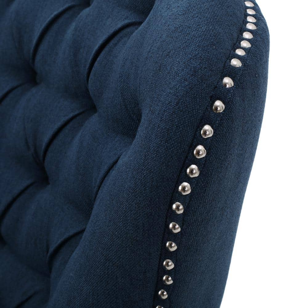 Noble House Tafton Dark Blue Fabric Tufted Club Chair
