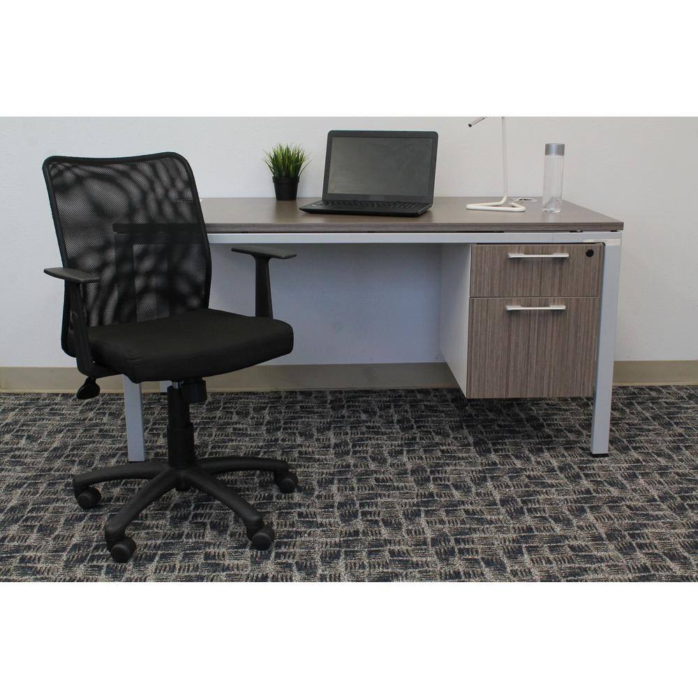 BOSS Office Products Black Mesh Task Chair with T-Arms, Seat Height Adjustment