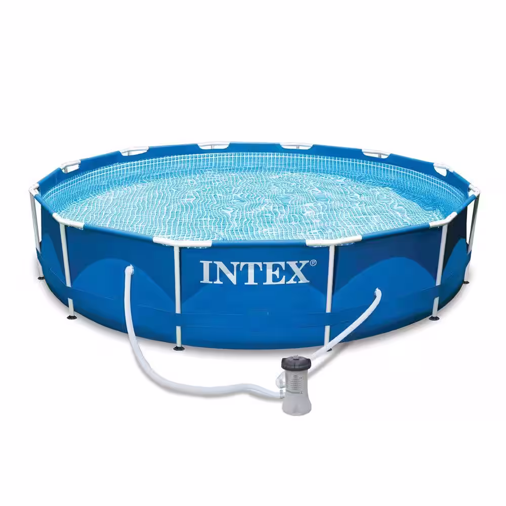 Intex 12 ft. x 30 in. Swimming Pool with Pump, Pool Ladder for 42 in. Wall and 12 ft. Cover