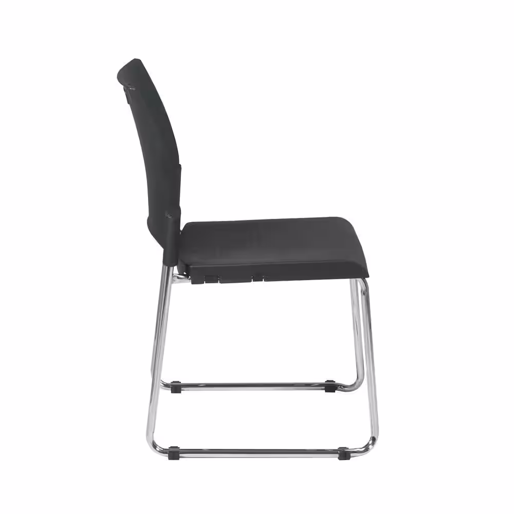 Office Star Products Black Straight Leg Stack Chair with Plastic Seat and Back (2 Pack)