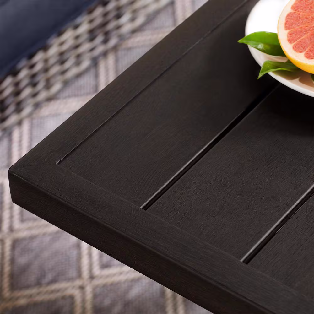 Hampton Bay Prestley Park 4-Piece Steel Patio Conversation Sectional Set with CushionGuard Midnight Navy Blue Cushions