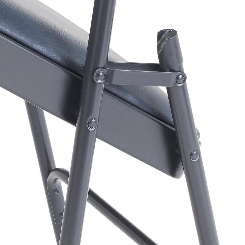National Public Seating Blue Vinyl Padded Seat Stackable Folding Chair (Set of 4)
