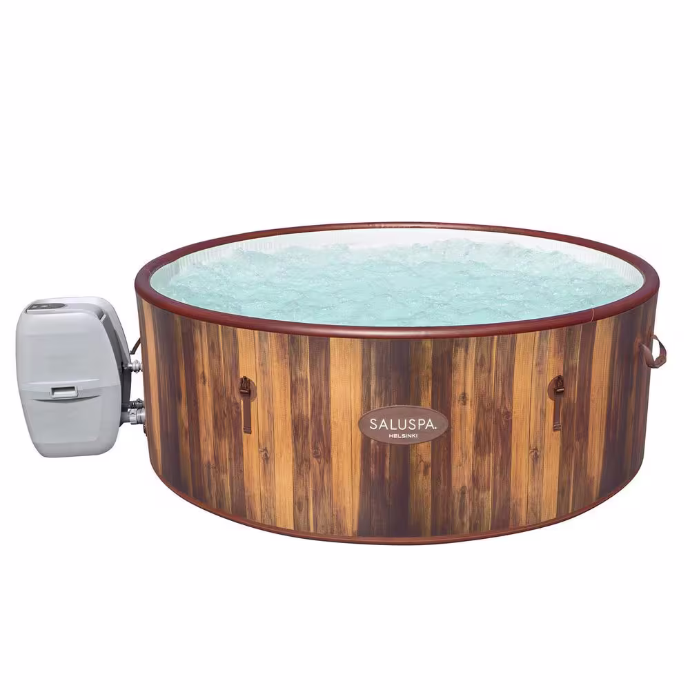 Bestway Helsinki SaluSpa 7-Person Inflatable Hot Tub Spa with 180 AirJets, Brown