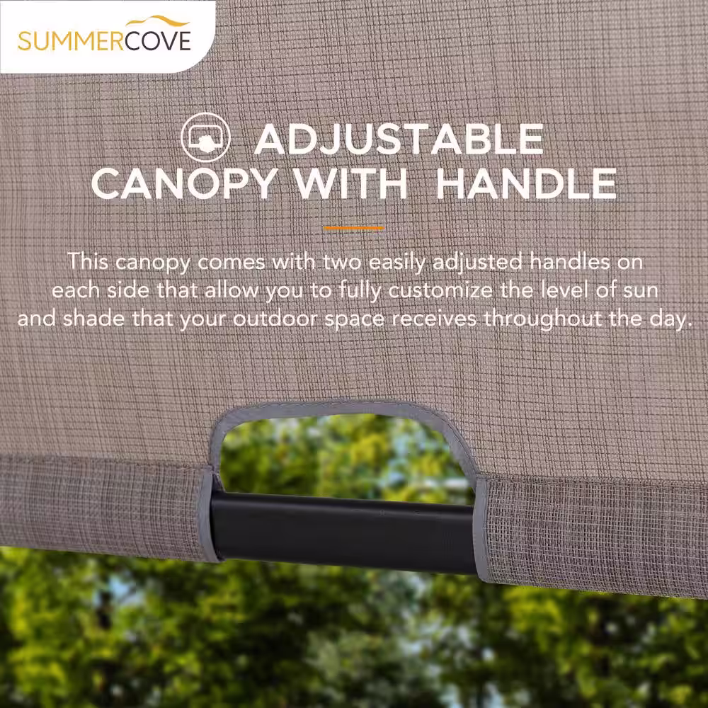 Sunjoy Neuralia 11 ft. x 11 ft. Steel Pergola with Natural Wood Looking Finish and Adjustable Tan Shade