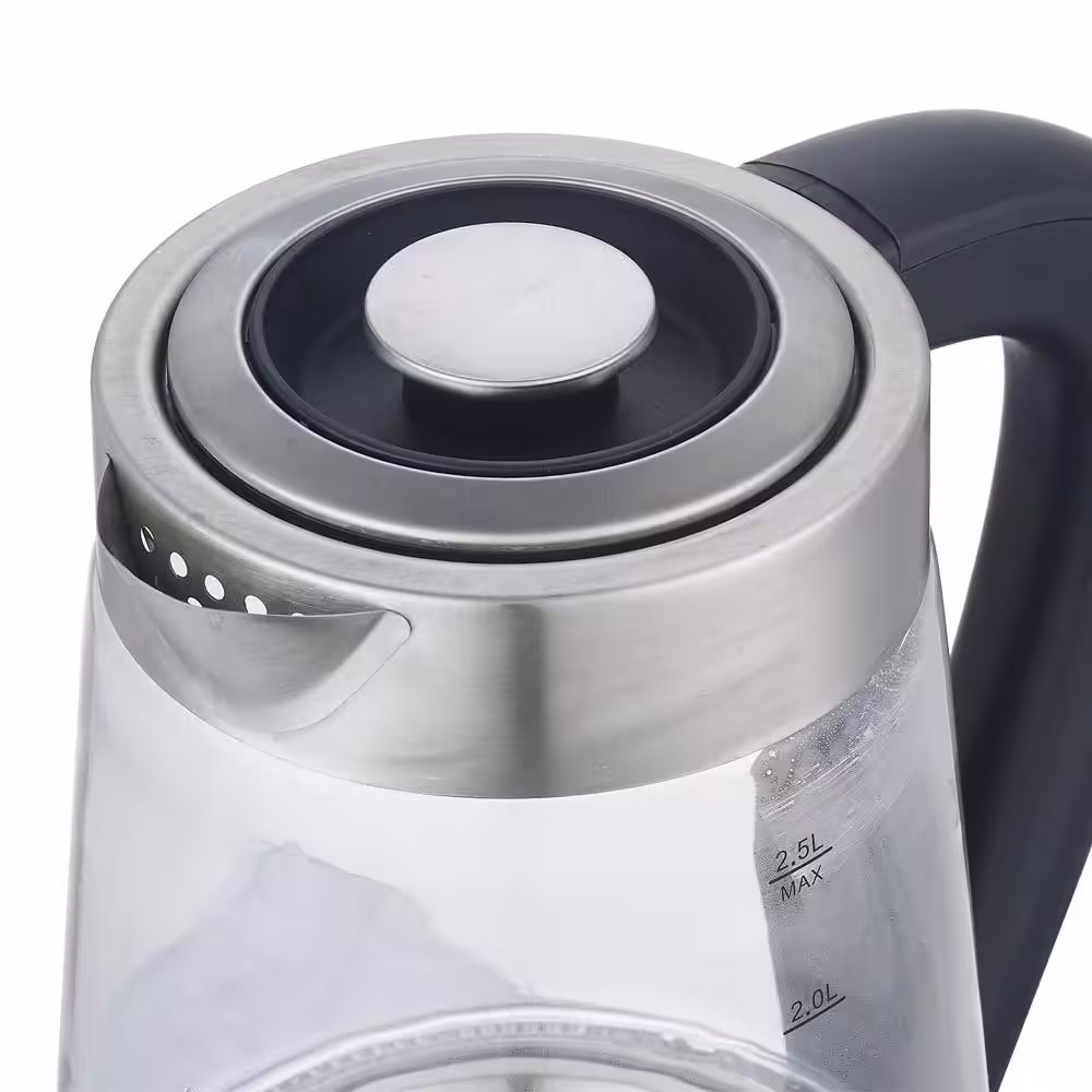 None 10.4-Cup Glass and Stainless Steel Electric Kettle with Temperature Control