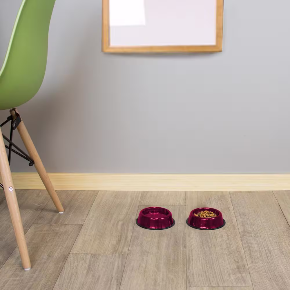 Platinum Pets 1 Cup Stainless Steel Embossed Non-Tip Cat Bowl in Raspberry