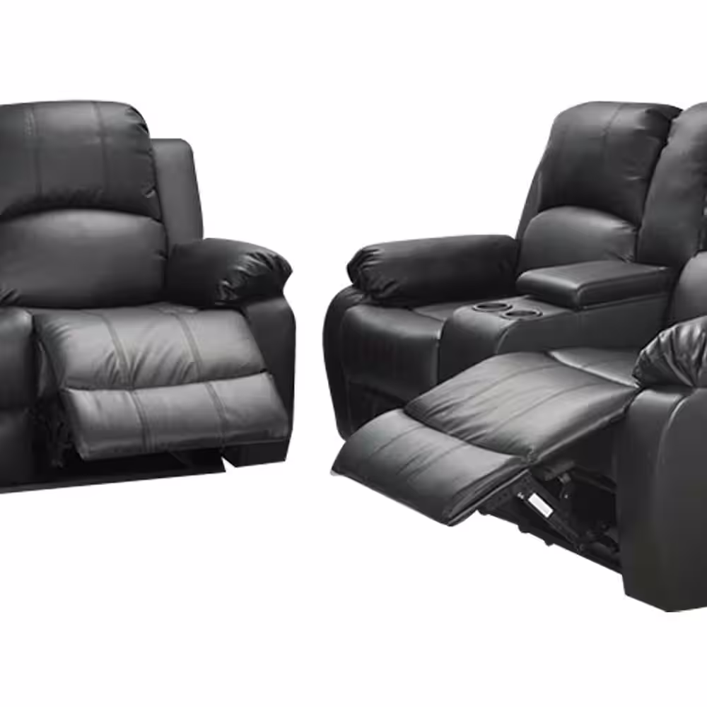 Star Home Living Belle 2-Piece Black Leather Living Room Set