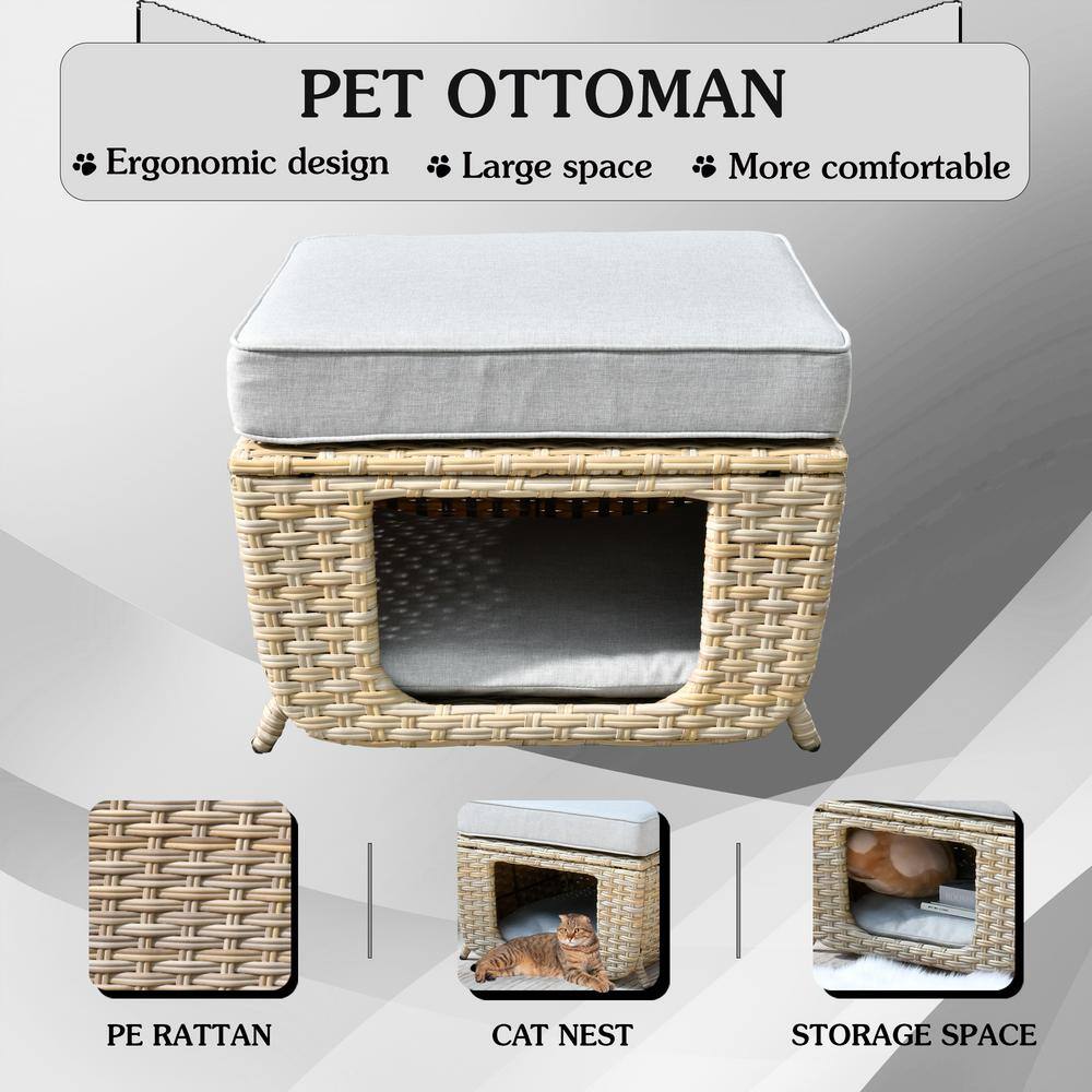 XIZZI Aphrodite 6-Piece Wicker Patio Conversation Seating Sofa Set with Cushions and Swivel Rocking Chairs