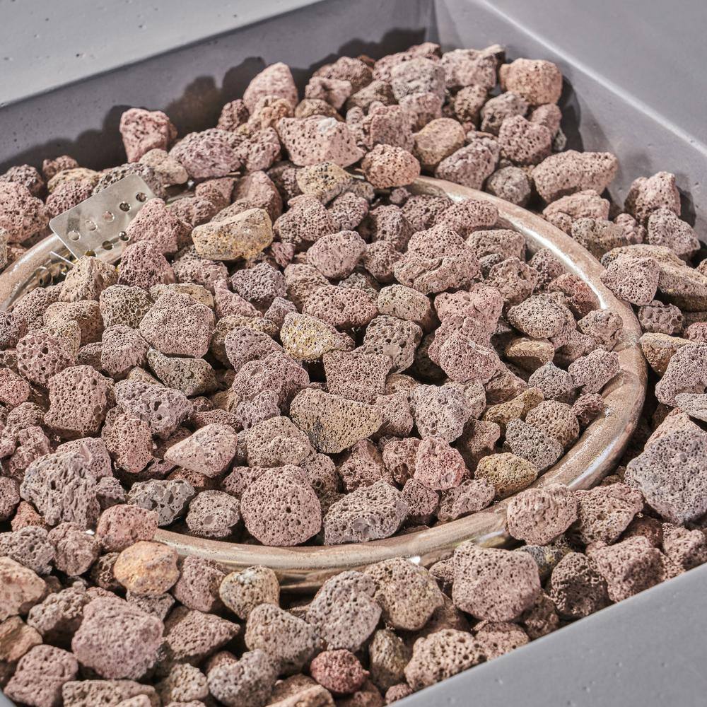 Noble House Zachary 31 in. x 24.5 in. Square Concrete Propane Fire Pit in Dark Gray