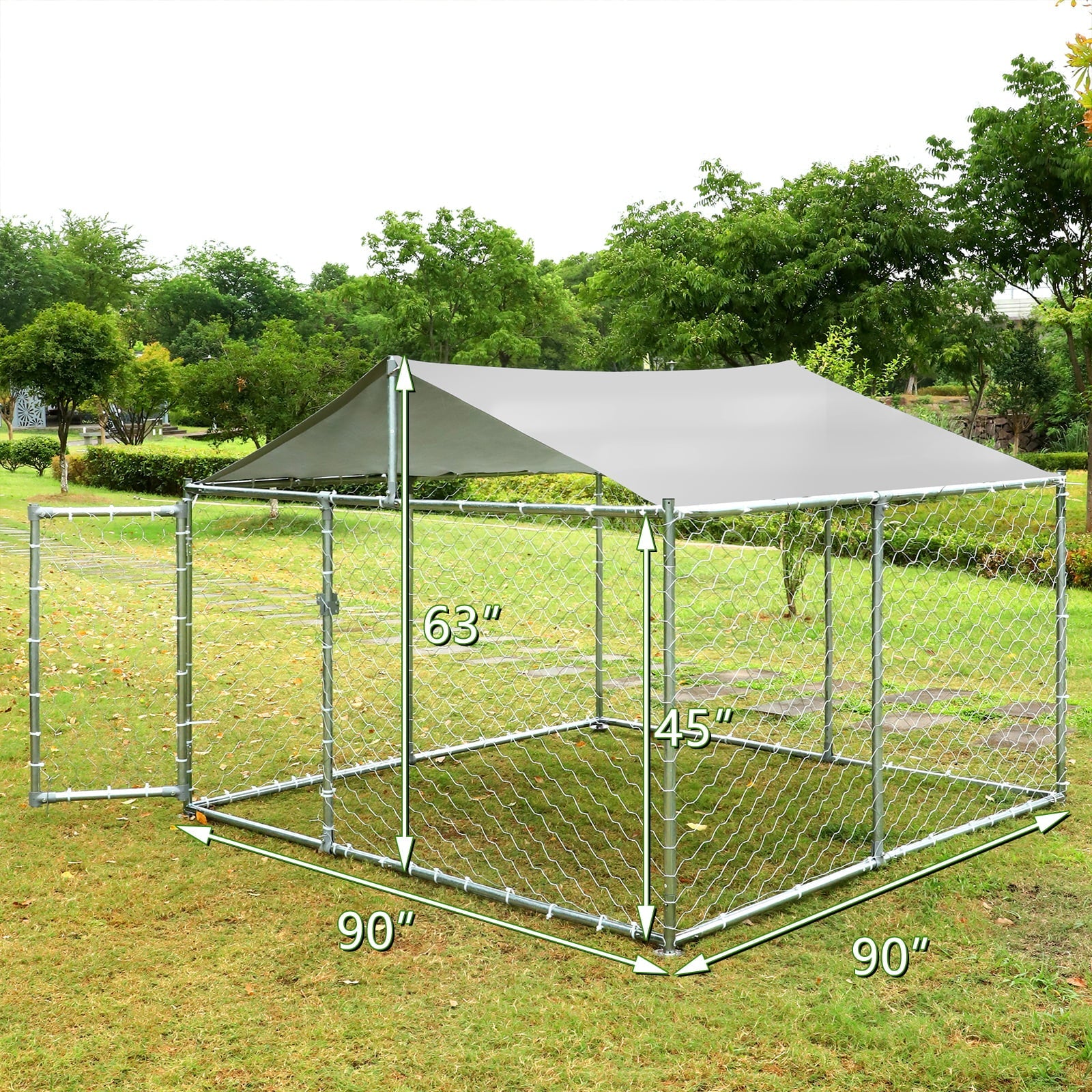 Magic Union Outdoor Dog Kennel,Large Dog Playpen Outdoor Dog Fence for Backyard Dog Run with Waterproof Cover