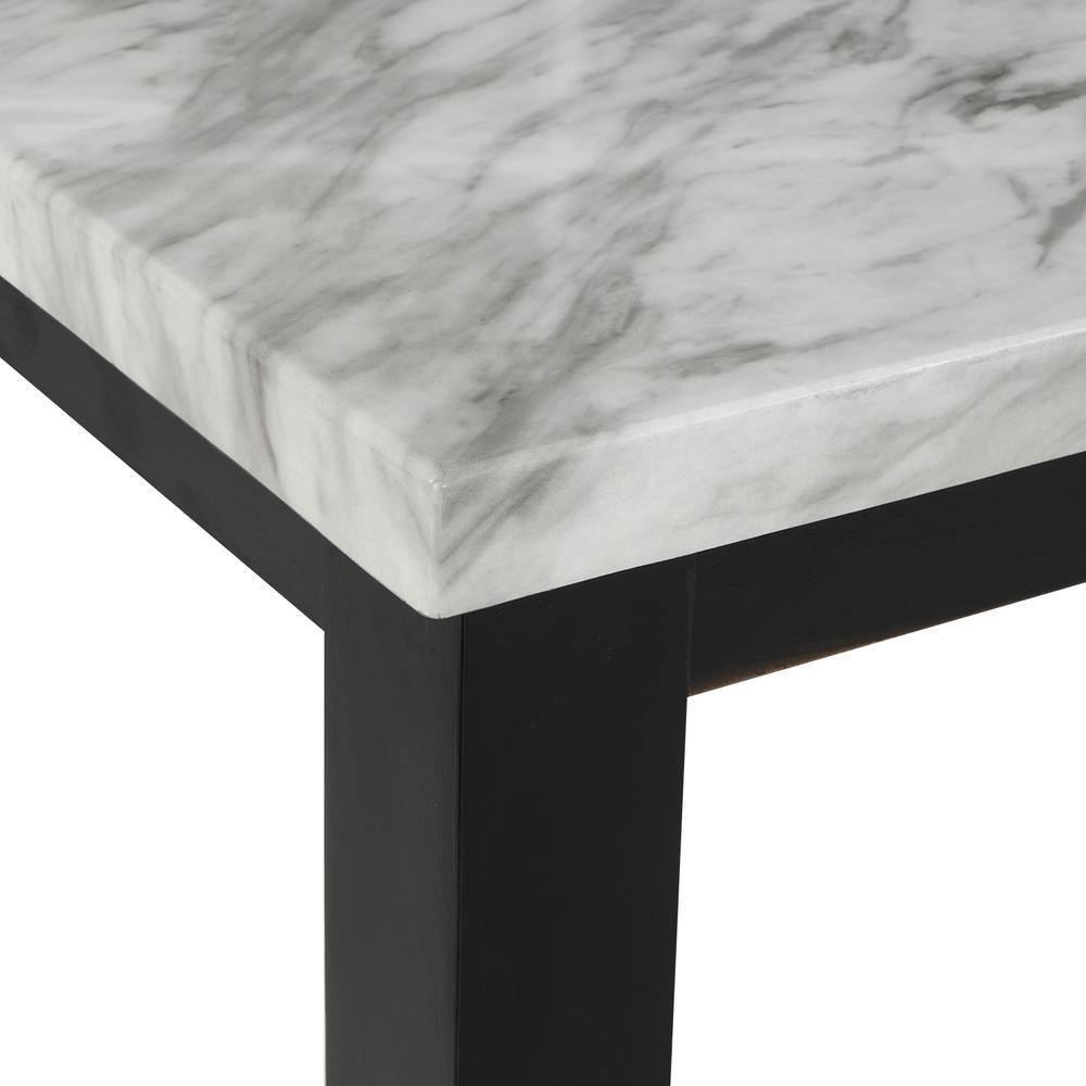 Harper & Bright Designs Faux Marble White 5-Piece Dining Set with Thick Cushion Chairs