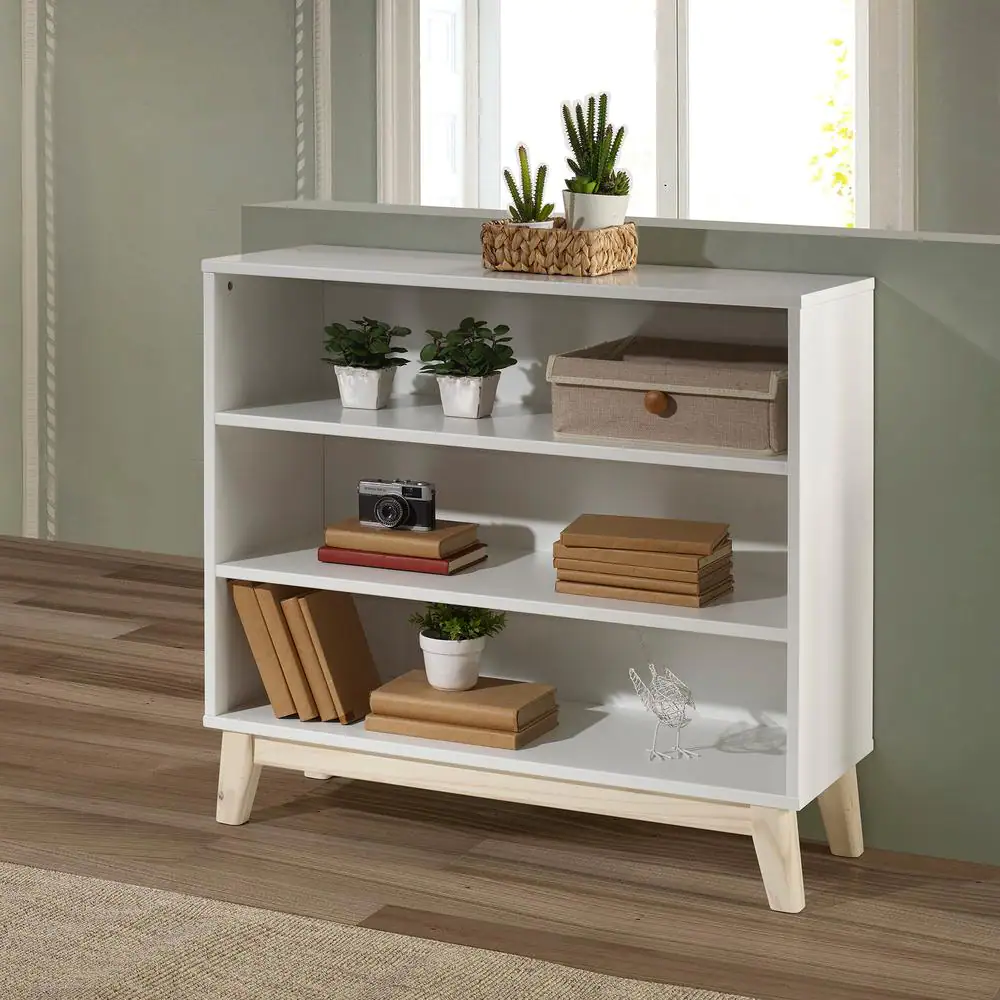 Alaterre Furniture MOD 34 in. H White Under Window 3-Shelf Bookcase