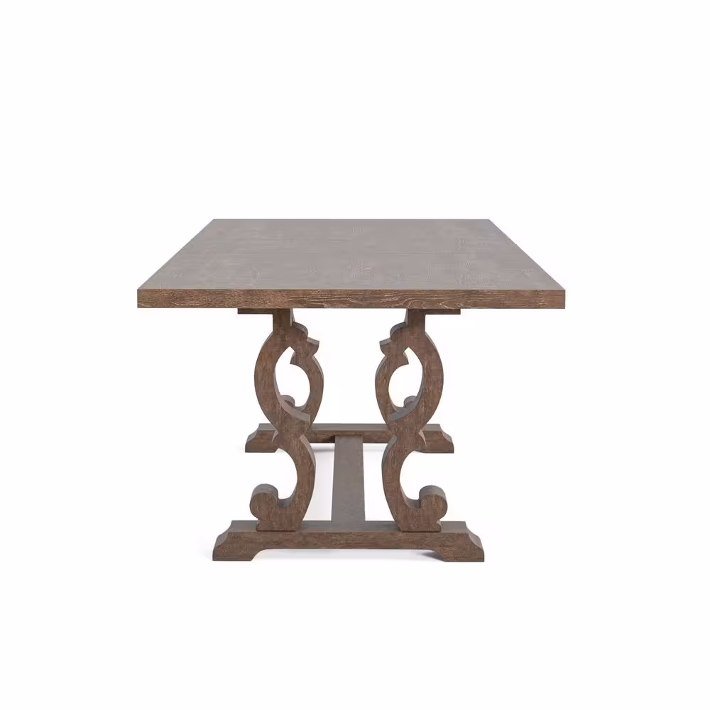 Furniture of America Reina Rustic Natural Tone Wood 90 in. Trestle Extendable Dining Table Seats 8