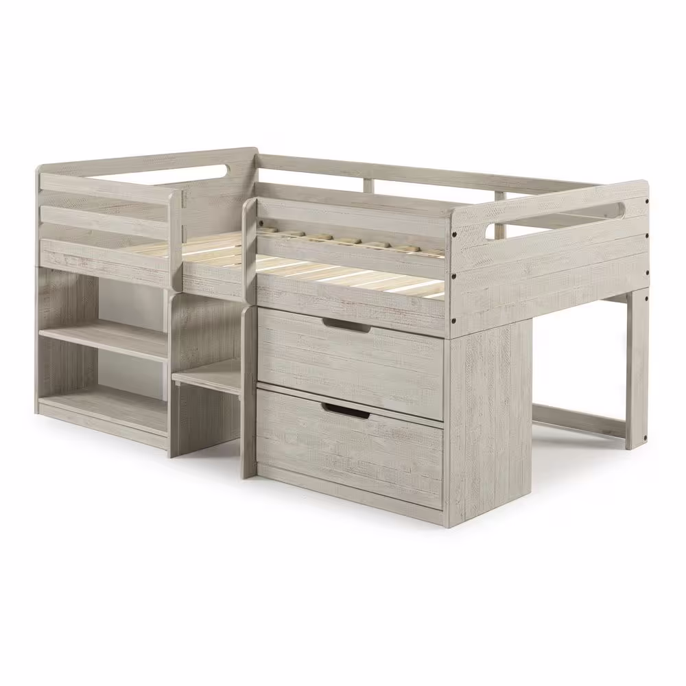 Donco Kids Rustic Light Grey Twin Low Loft Bed
