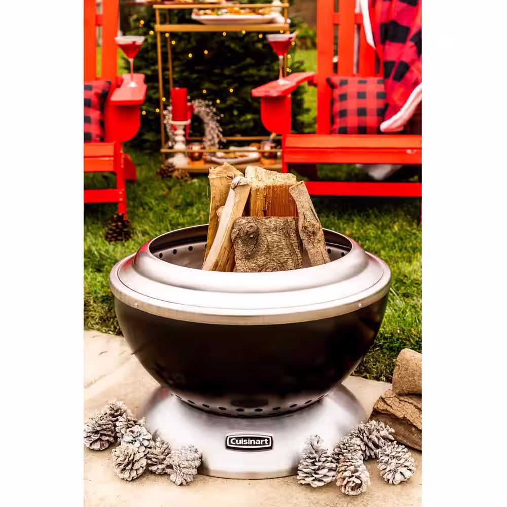 Cuisinart 25 in. x 25 in. Wood Burning Black Steel Bowl Cleanburn Fire Pit