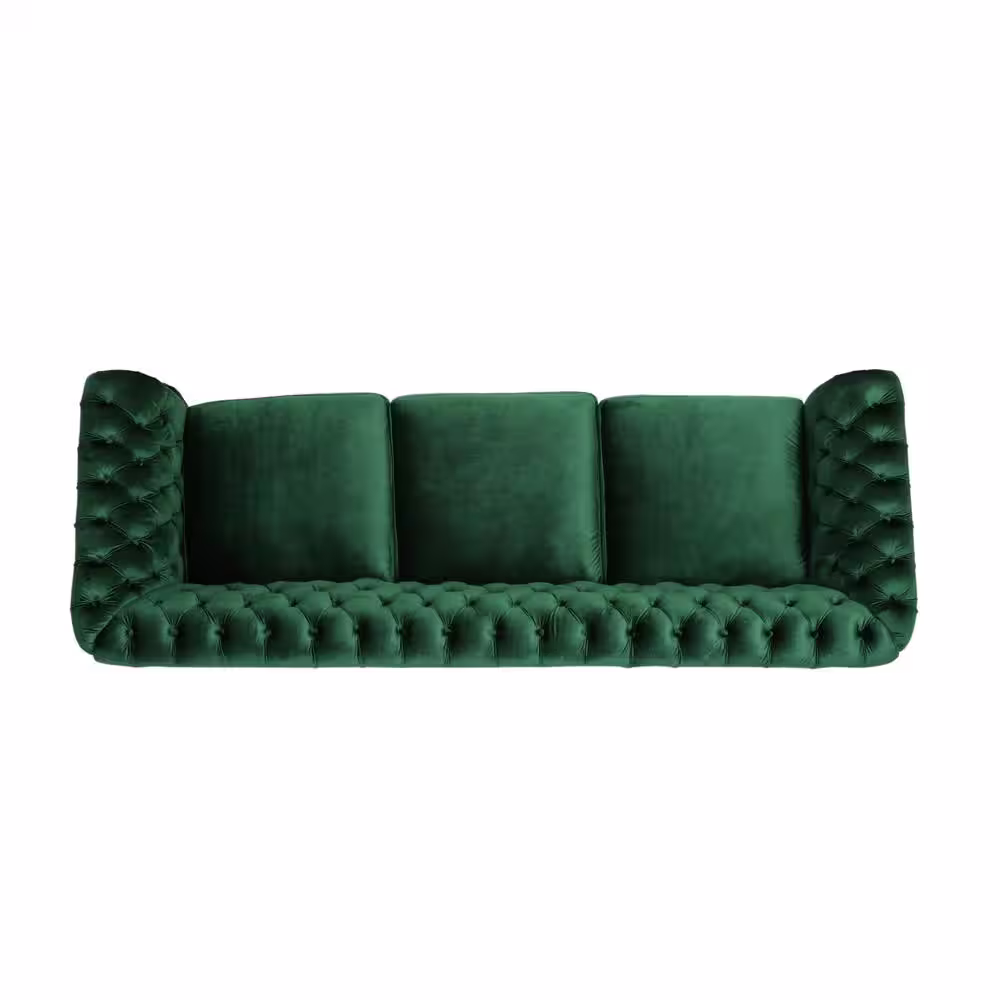 Noble House Sommerville Emerald Velvet 3-Seater Chesterfield Sofa with Flared Arms