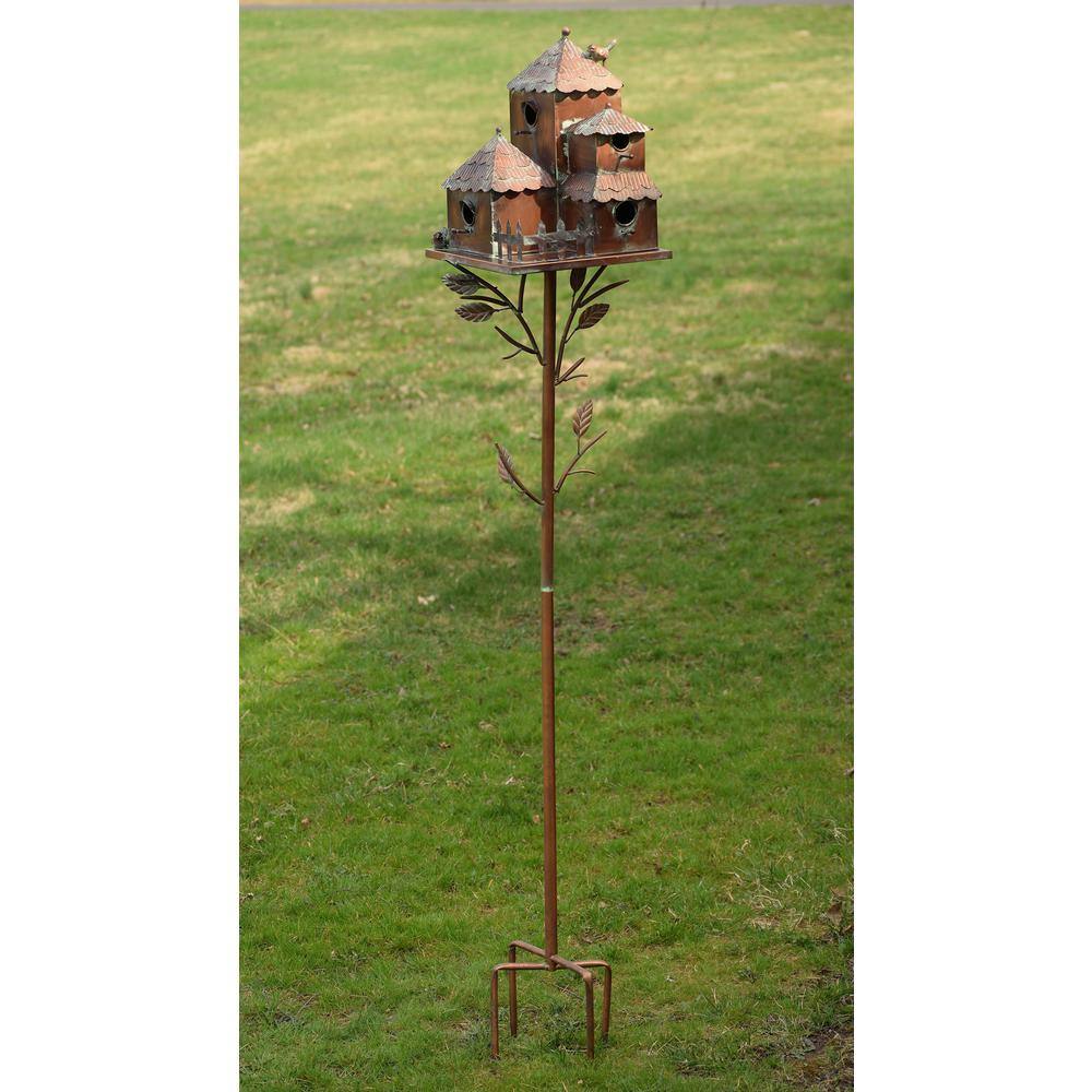 Zaer Ltd. International Plumsteadville Copper Multi-Bird Condominium Birdhouse Stake
