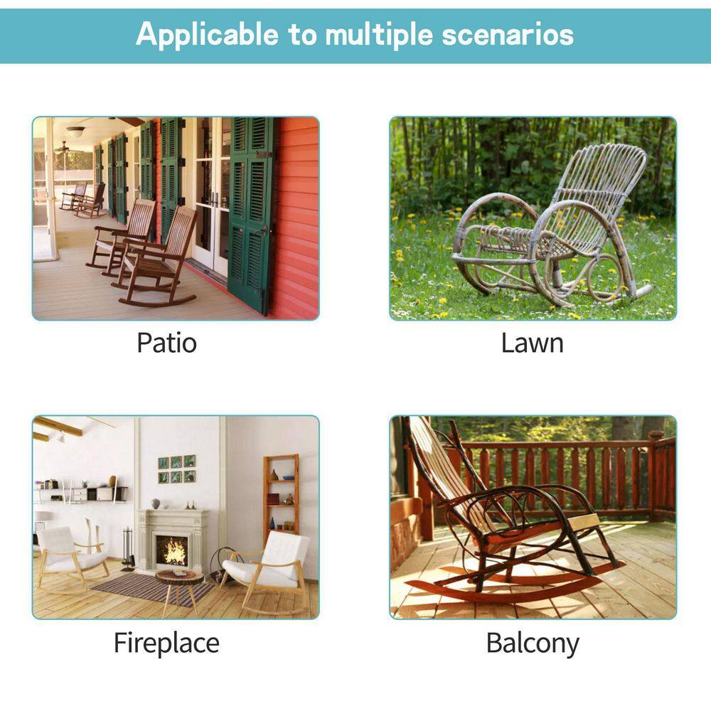 MIRAFIT 3Piece Wicker Patio Conversation Set Outdoor Bistro Furniture Set 2 Rocking Chairs, Glass Side Table with Beige Cushions