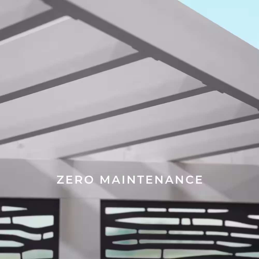 Backyard Discovery Ridgedale 8 ft. x 8 ft. White Steel Modern Cabana Pergola with Conversation Seating in Indigo