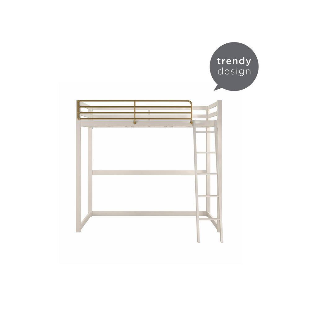 Little Seeds Monarch Hill Haven White and Gold Twin Metal Loft Bed