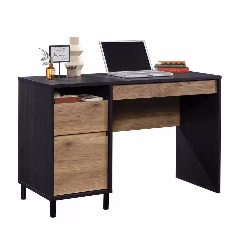 SAUDER Acadia Way 47 in. Raven Oak Computer Desk with Flip-Down Keyboard Drawer